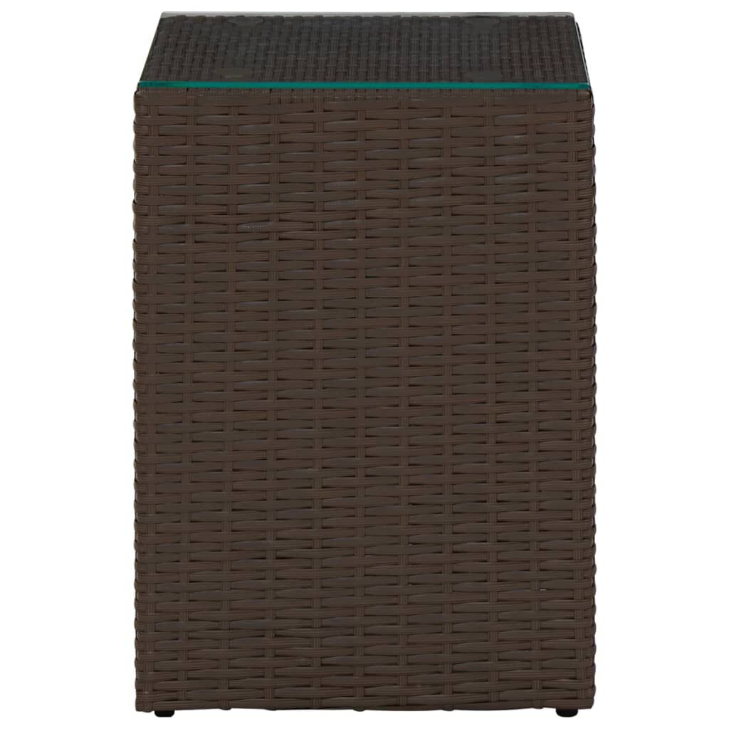 vidaXL Τραπεζάκι Καφέ 35x35x52 εκ. Συνθετ. Ρατάν με Γυάλινη Επιφάνεια
