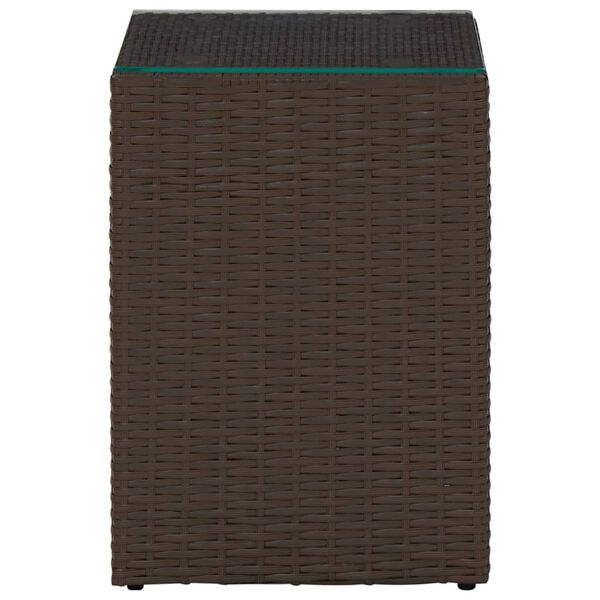 vidaXL Τραπεζάκι Καφέ 35x35x52 εκ. Συνθετ. Ρατάν με Γυάλινη Επιφάνεια