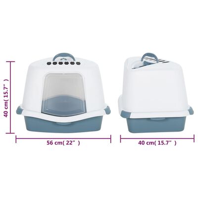 vidaXL Τουαλέτα Γάτας Λευκή / Μπλε 56 x 40 x 40 εκ. από Πολυπροπυλένιο