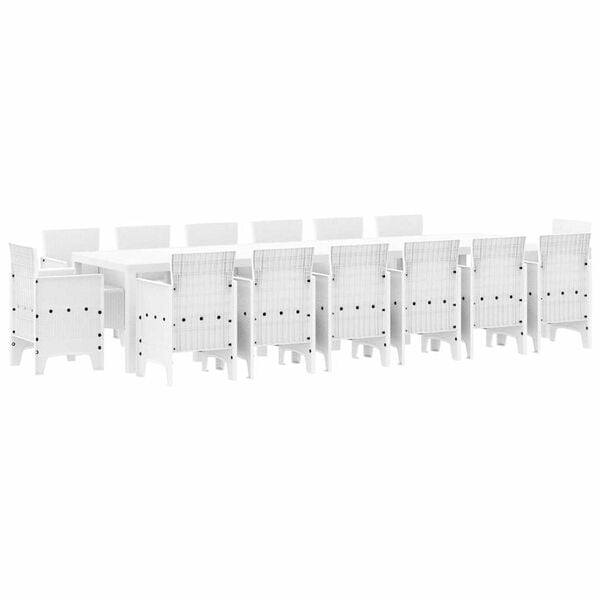 vidaXL Σέτ φαγητού για κήπο 15 pcs Λευκό Rattan Polt