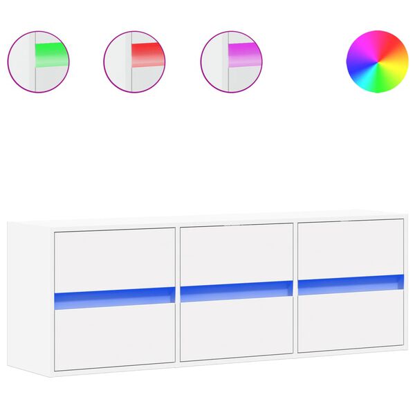 vidaXL Έπιπλο Τοίχου Τηλεόρασης με LED Λευκό 130x31x45 εκ.