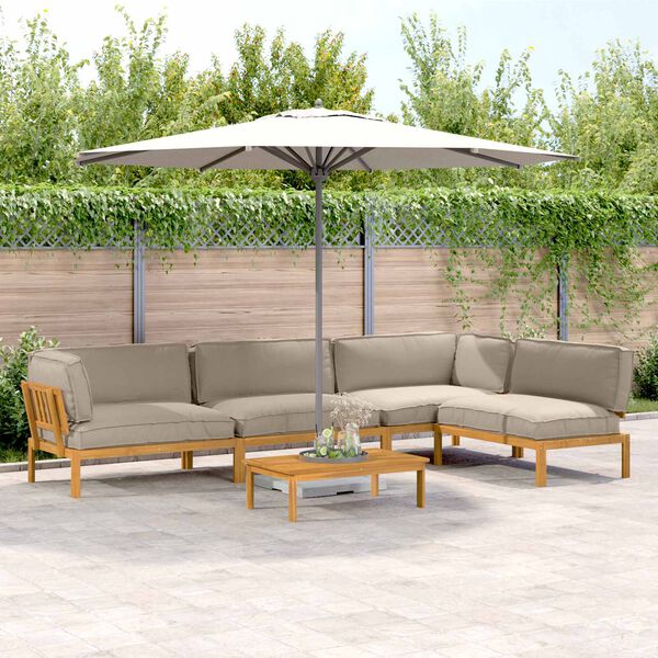 vidaXL &Sigma;&epsilon;&tau; &Kappa;&alpha;&nu;&alpha;&pi;έ &mu;&epsilon; &mu;&alpha;&xi;&iota;&lambda;ά&rho;&iota; 5 pcs Taupe &Sigma;&tau;&epsilon;&rho;&epsilon;ό &Xi;ύ&lambda;&omicron; &Alpha;&kappa;&alpha;&kappa;ί&alpha;&sigmaf;