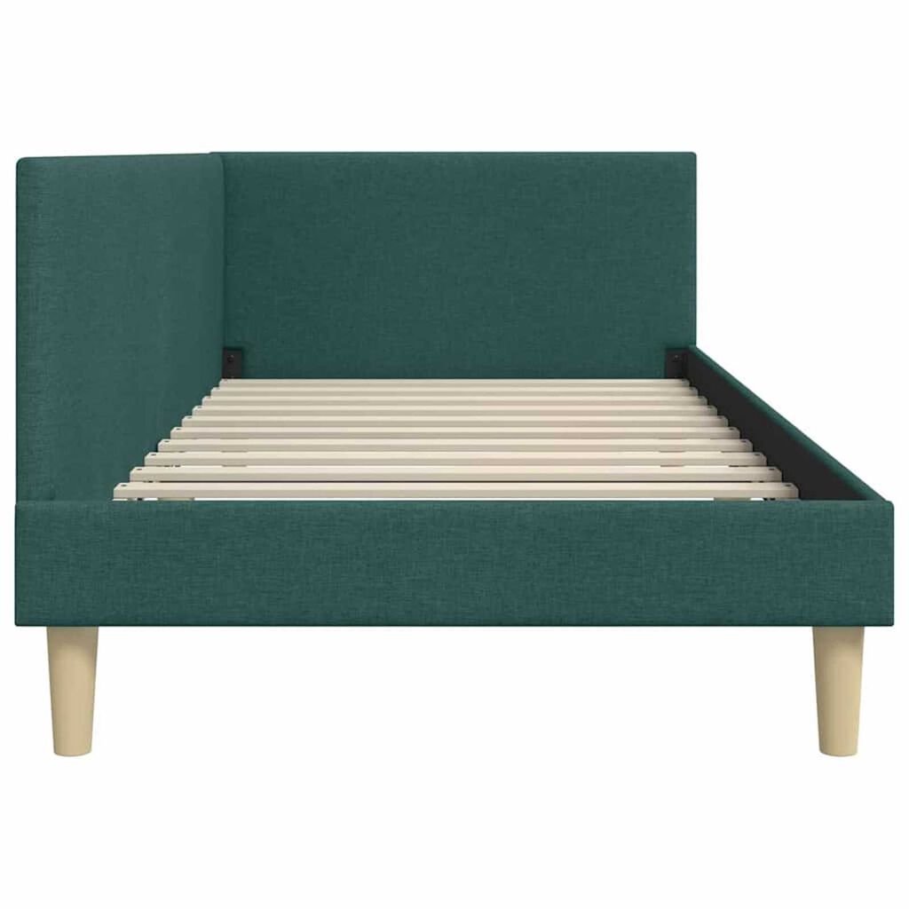vidaXL Κρεβάτι Γωνίας Σκούρο πράσινο 80 x 200 cm Ύφασμα και Έργο ξύλου