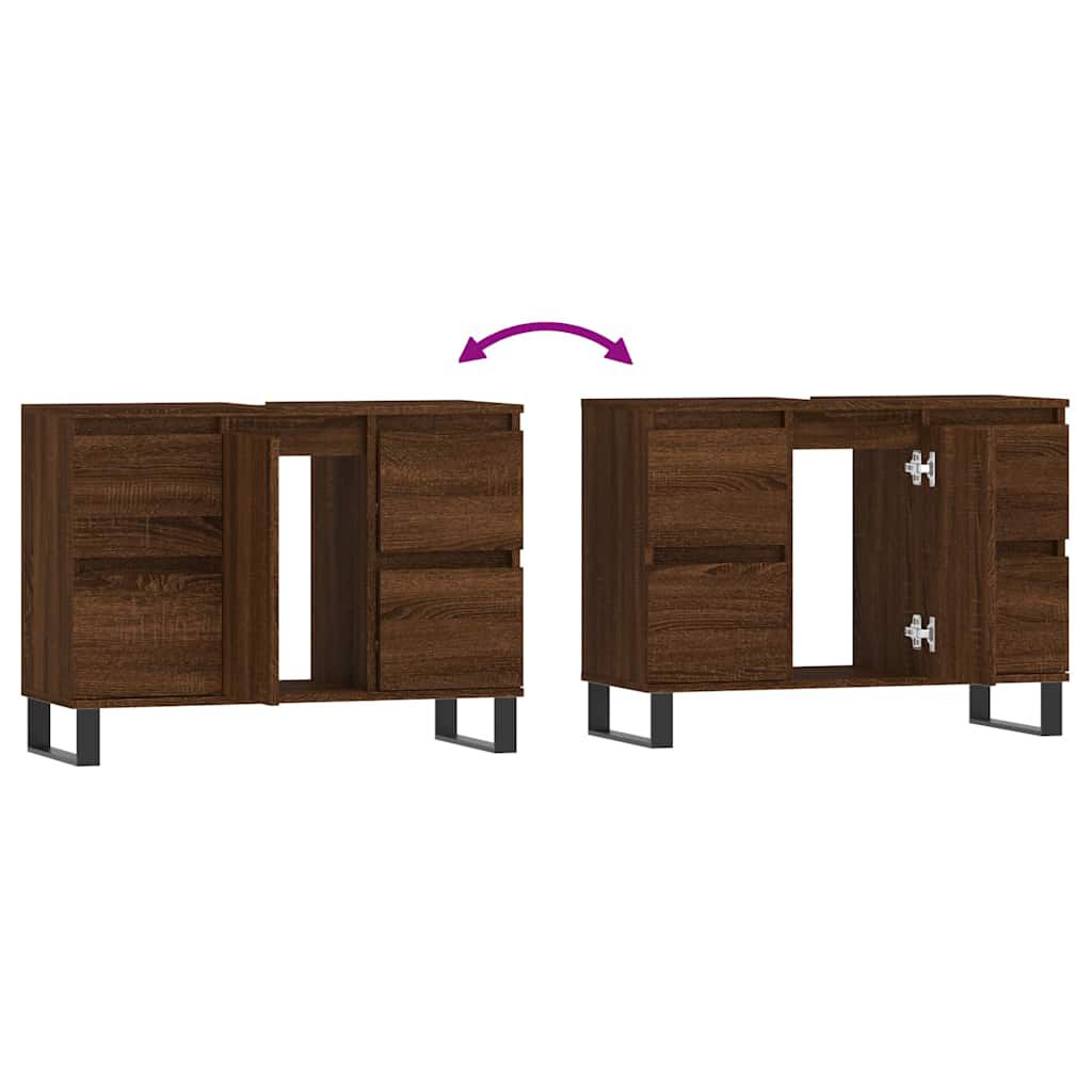 vidaXL Ντουλάπι Μπάνιου Καφέ Δρυς 80 x 33 x 60 εκ. Επεξεργασμένο Ξύλο