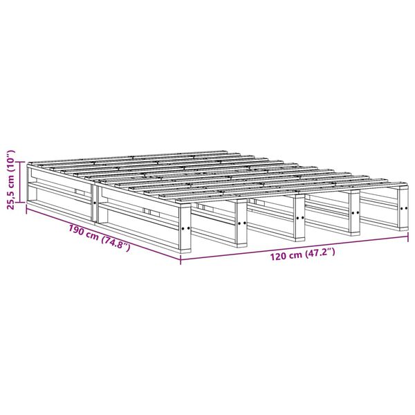 vidaXL Σκελετός Κρεβ. Χωρίς Στρώμα Λευκό 120x190 εκ Μασίφ Πεύκο