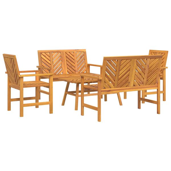 vidaXL Σετ Lounge Κήπου 5 Κομματίων από Μασίφ Ξύλο Ακακίας