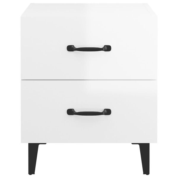 vidaXL Κομοδίνα 2 τεμ. Γυαλιστερό Λευκό 40 x 35 x 47,5 εκ.