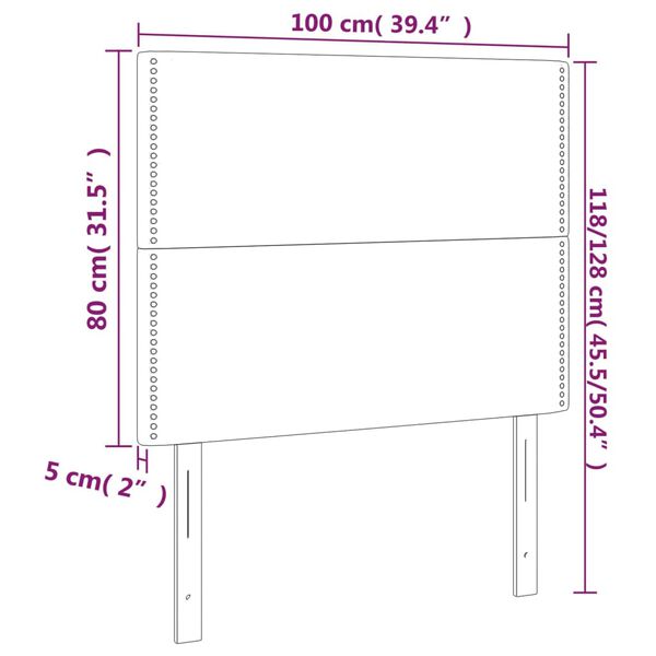 vidaXL Κεφαλάρια Κρεβατιού 2 τεμ. Αν. Γκρι 100x5x78/88 εκ. Βελούδινο