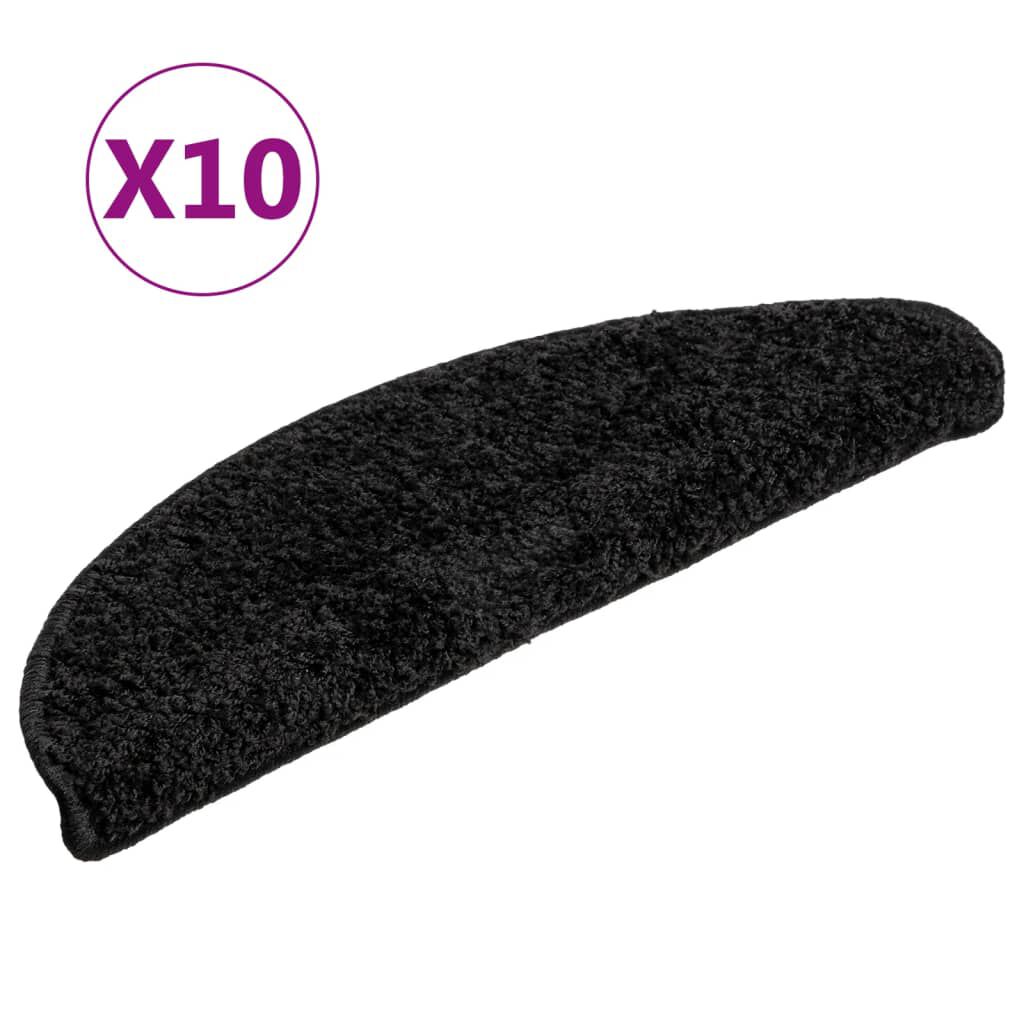 vidaXL Πατάκια Σκάλας 10 τεμ. Μαύρα 56 x 17 x 3 εκ.