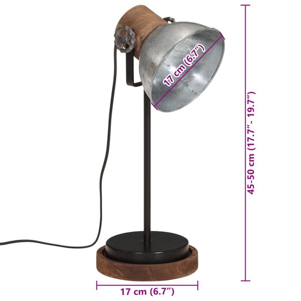 vidaXL Φωτιστικό Γραφείου 25 W Vintage Ασημί 17x17x50 εκ. Ε27