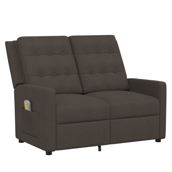 vidaXL Πολυθρόνα Μασάζ Διθέσια Ανακλινόμενη Καφέ Υφασμάτινη