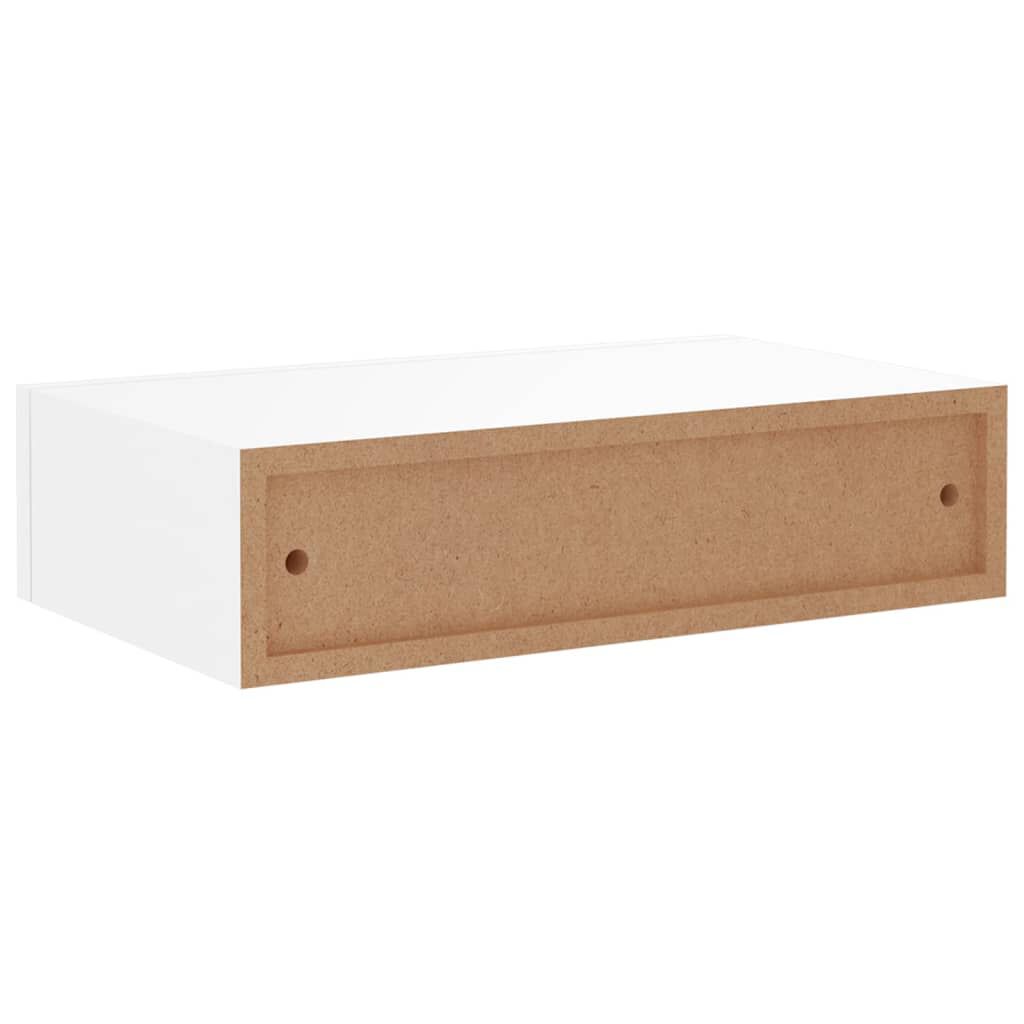 vidaXL Ράφι Επιτοίχιο με Συρτάρι Λευκό 40 x 23,5 x 10 εκ. από MDF