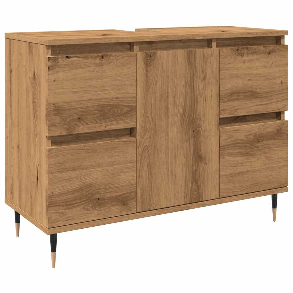 vidaXL Ντουλάπι μπάνιου Δρυς τεχνίτης 80x33x60 cm Κατασκευασμένο ξύλο