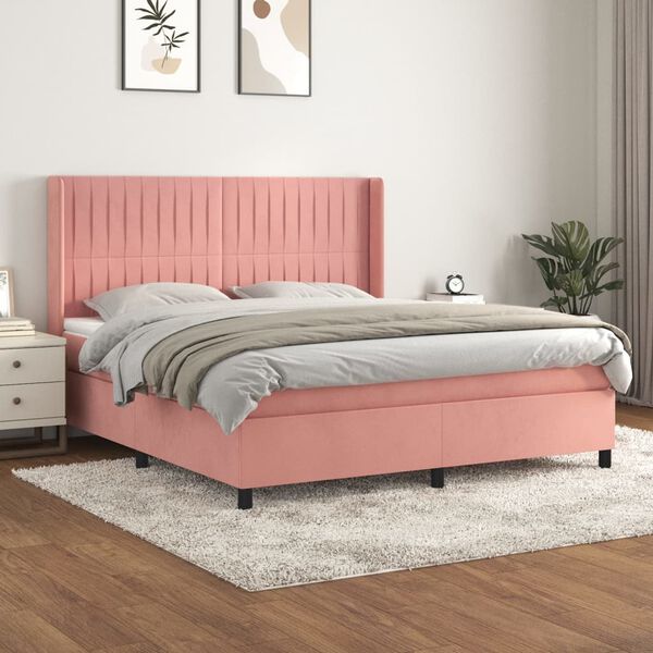 vidaXL &Kappa;&rho;&epsilon;&beta;ά&tau;&iota; Boxspring &mu;&epsilon; &Sigma;&tau;&rho;ώ&mu;&alpha; &Rho;&omicron;&zeta; 160x200 &epsilon;&kappa;. &Beta;&epsilon;&lambda;&omicron;ύ&delta;&iota;&nu;&omicron;