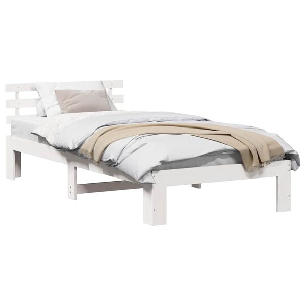 vidaXL Σκελετός Κρεβατιού Λευκό 75 x 190 cm Μασίφ ξύλο πεύκου