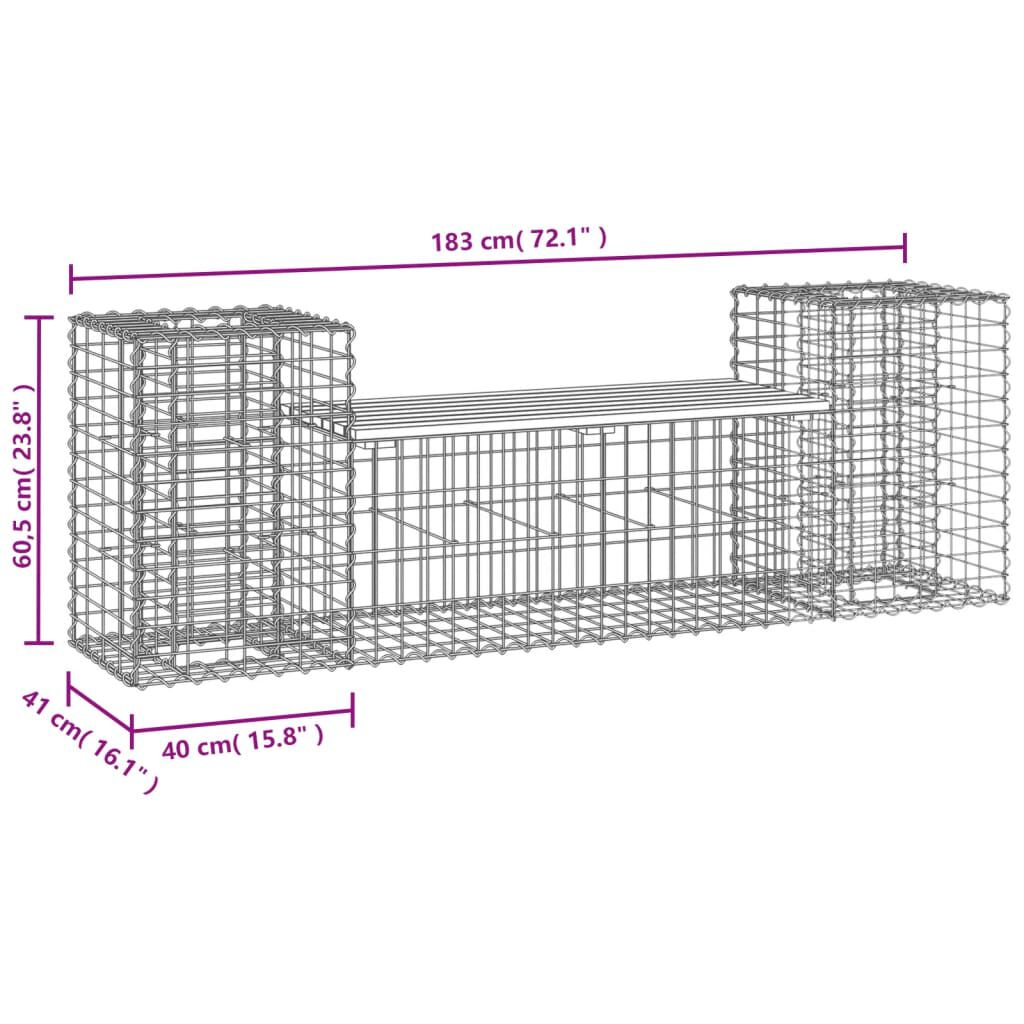 vidaXL Παγκάκι Συρματοκιβώτιο 183x41x60,5 εκ. Μασίφ Ξύλο Ψευδοτσούγκας
