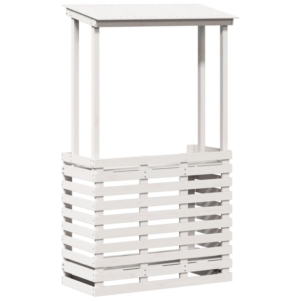 vidaXL Τραπέζι Μπαρ Κήπου με Οροφή Λευκό 112,5x57x195,5εκ. Μασίφ Πεύκο