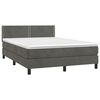 vidaXL Κρεβάτι Boxspring με Στρώμα & LED Σκ. Γκρι 140x190εκ. Βελούδινο