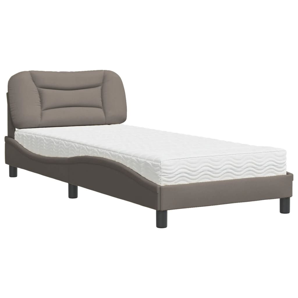 vidaXL Κρεβάτι με Στρώμα Taupe 90x190 εκ.Υφασμάτινο