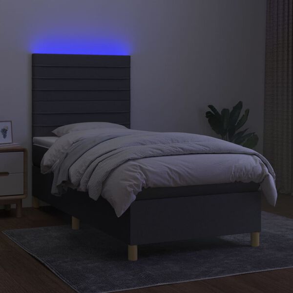 vidaXL &Kappa;&rho;&epsilon;&beta;ά&tau;&iota; Boxspring &mu;&epsilon; &Sigma;&tau;&rho;ώ&mu;&alpha; & LED &Sigma;&kappa;.&Gamma;&kappa;&rho;&iota; 80x200 &epsilon;&kappa;. &Upsilon;&phi;&alpha;&sigma;&mu;ά&tau;&iota;&nu;&omicron;