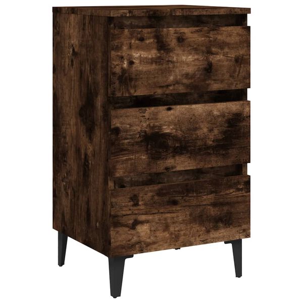 vidaXL Κομοδίνα 2 τεμ. Καπνιστή Δρυς 40x35x69 εκ. με Μεταλλικά Πόδια