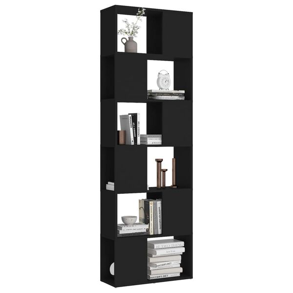 vidaXL Βιβλιοθήκη/Διαχωριστικό Χώρου Μαύρο 60x24x186 εκ. Μοριοσανίδα