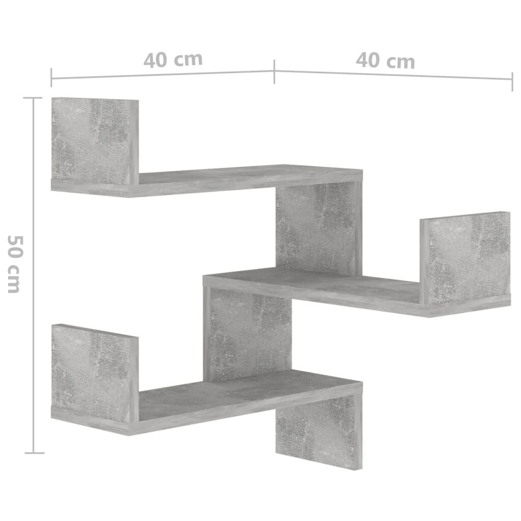 vidaXL Γωνιακή Ραφιέρα Τοίχου Γκρι Σκυρ. 40x40x50 εκ. από Επεξ. Ξύλο