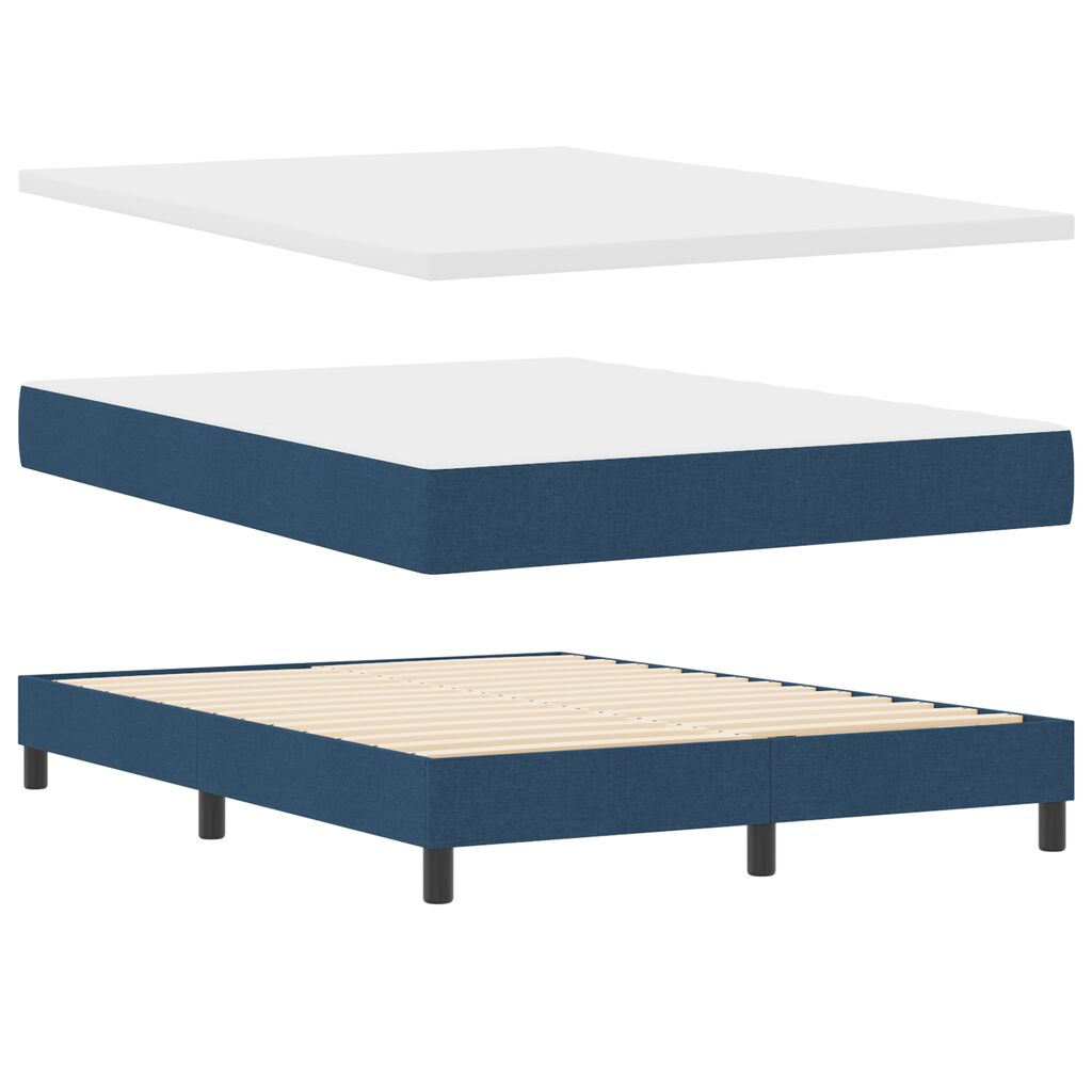 vidaXL κρεβάτι box spring με στρώμα και LED μπλε 140x190 εκ. ύφασμα