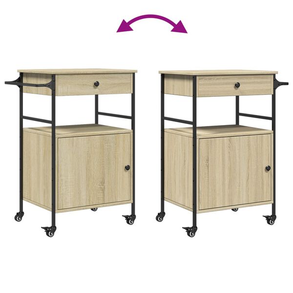 vidaXL Τρόλεϊ Κουζίνας Sonoma Δρυς 56x43x89,5 εκ. Επεξεργασμένο Ξύλο