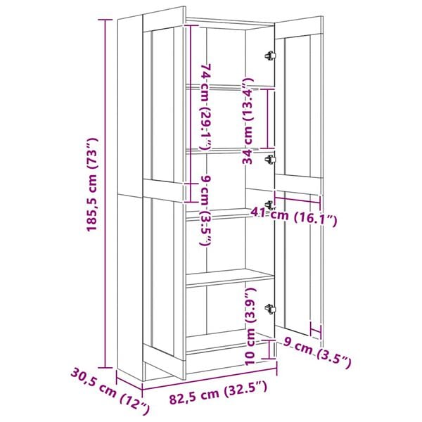 vidaXL Βιβλιοθήκη Γκρι Sonoma 82,5x30,5x185,5 εκ. Επεξεργασμένο Ξύλο