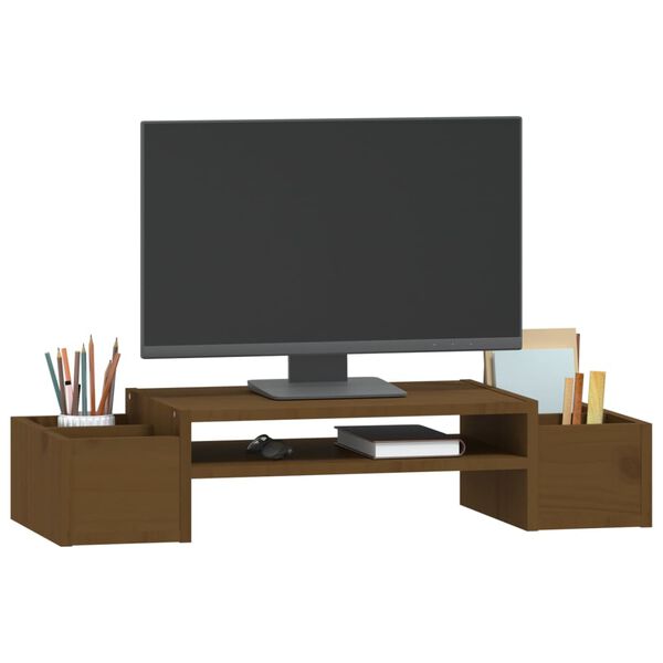 vidaXL Βάση Οθόνης Καφέ 70x27,5x15 εκ. από Μασίφ Ξύλο Πεύκου