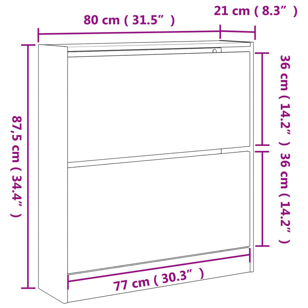 vidaXL Παπουτσοθήκη Γκρι Σκυροδέματος 80x21x87,5εκ. Επεξεργασμένο Ξύλο