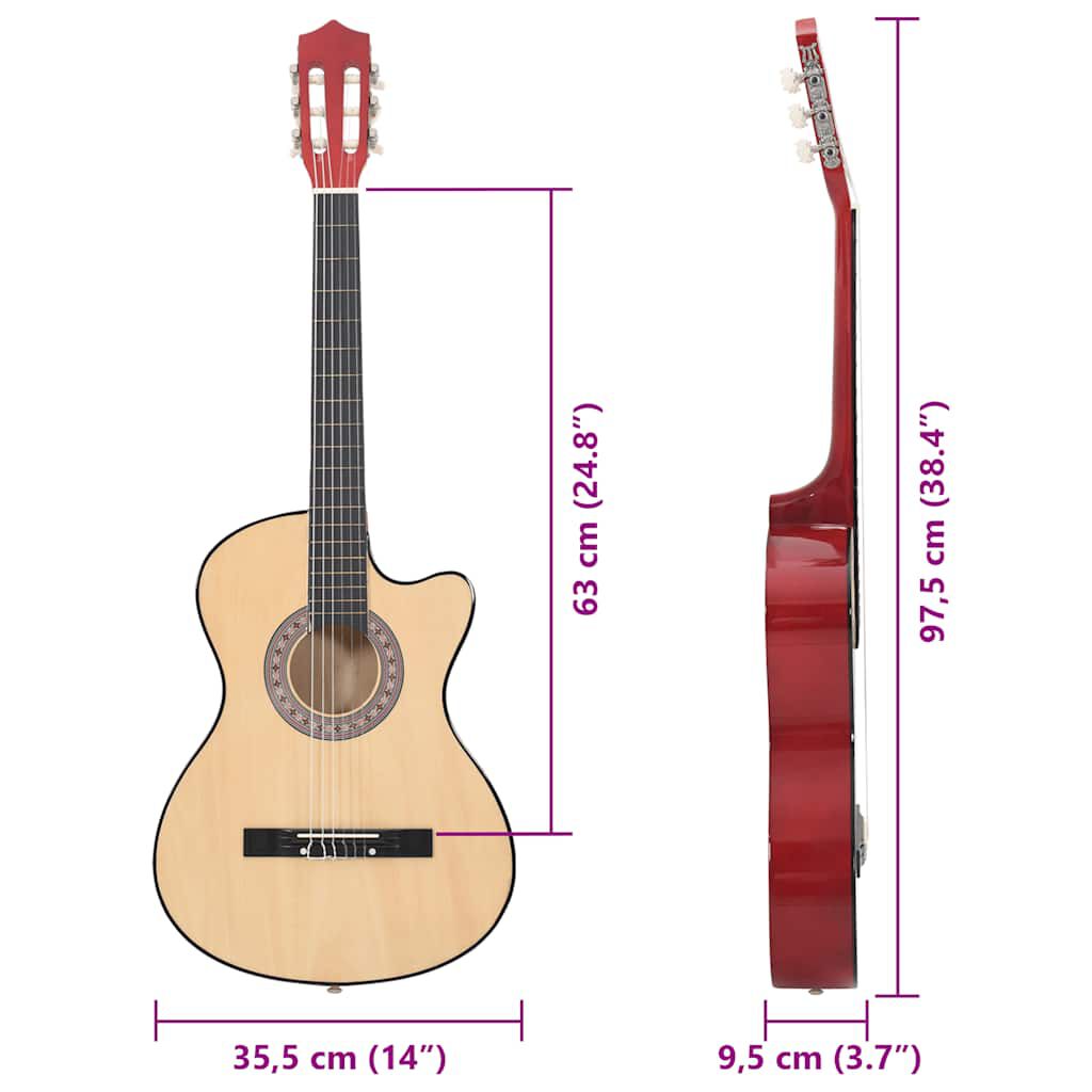 vidaXL Ακουστική Κιθάρα Western Cutaway Σετ 12 Τεμ. 6 Χορδές 38"
