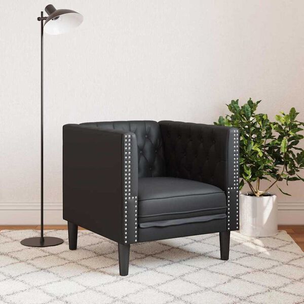 vidaXL Πολυθρόνα Τσέστερφιλντ Μαύρο 71 x 74.5 x 70.5 εκ. Τεχνητό δέρμα