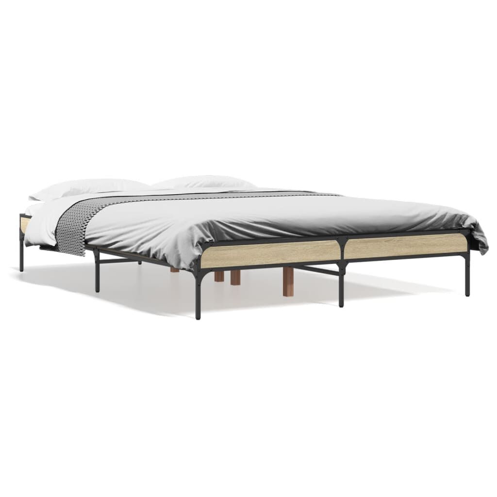 vidaXL Πλαίσιο Κρεβατιού Sonoma Δρυς 120x200 εκ. Επεξ. Ξύλο & Μέταλλο