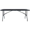 vidaXL Τραπέζι Κήπου Πτυσσόμ. Μαύρο 180x75x72 εκ. HDPE Απομίμηση Ρατάν