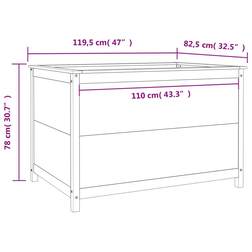 vidaXL Ζαρντινιέρα Υπερυψωμένη 119,5x82,5x78 εκ. από Μασίφ Ξύλο Πεύκου