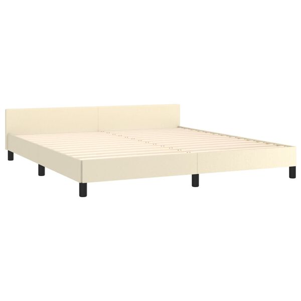 vidaXL Πλαίσιο Κρεβατιού με Κεφαλάρι Κρεμ 160x200 εκ. Συνθετικό Δέρμα