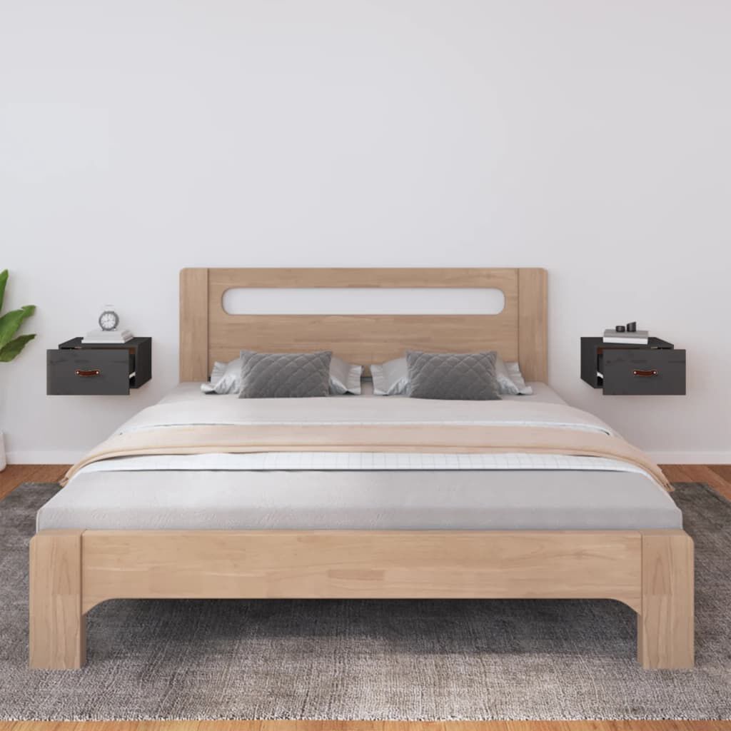 vidaXL Κομοδίνα Επιτοίχια 2 τεμ. Γκρι 40 x 29,5 x 22 εκ.
