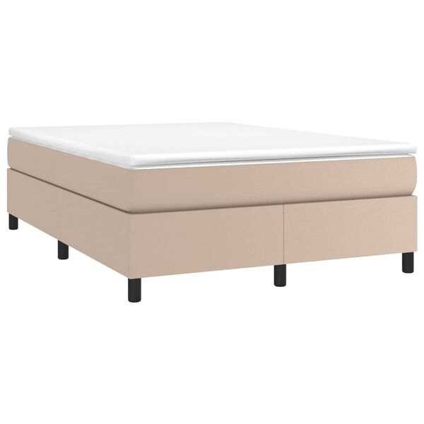 vidaXL Κρεβάτι Boxspring με Στρώμα Καπουτσίνο 140x200εκ.από Συνθ.Δέρμα