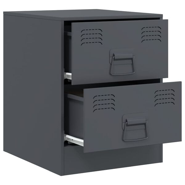vidaXL Κομοδίνα 2 τεμ. Ανθρακί 34,5 x 39 x 44 εκ. από Χάλυβα