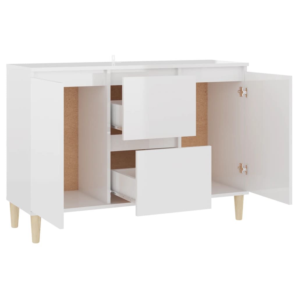 vidaXL Μπουφές Γυαλιστερή Λευκή 101x35x70 εκ. από Επεξεργασμένο Ξύλο