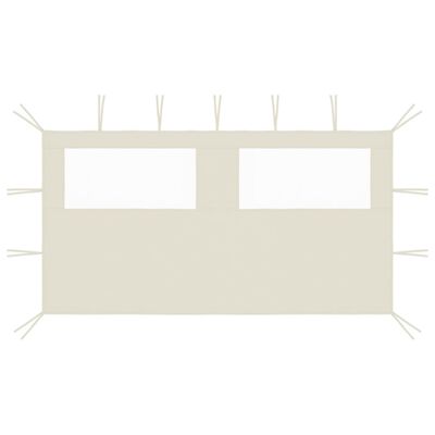 vidaXL Πλαϊνό Τοίχωμα για Κιόσκι με Παράθυρα Κρεμ 4 x 2 μ.
