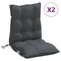 vidaXL Μαξιλάρια Καρέκλας Χαμηλή Πλάτη 2 τεμ. Ανθρακί Ύφασμα Oxford