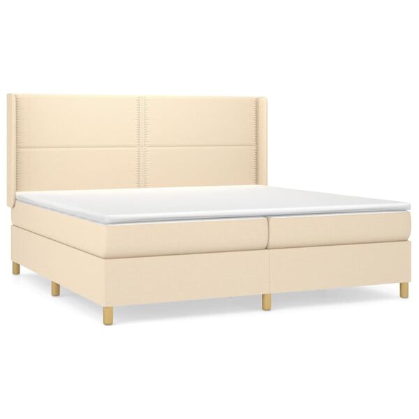 vidaXL &Kappa;&rho;&epsilon;&beta;ά&tau;&iota; Boxspring &mu;&epsilon; &Sigma;&tau;&rho;ώ&mu;&alpha; &Kappa;&rho;&epsilon;&mu; 200x200 &epsilon;&kappa;. &Upsilon;&phi;&alpha;&sigma;&mu;ά&tau;&iota;&nu;&omicron;