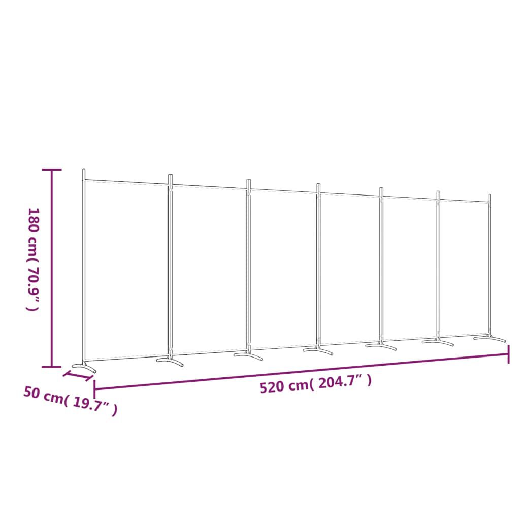 vidaXL Διαχωριστικό Δωματίου με 6 Πάνελ Καφέ 520x180 εκ. από Ύφασμα