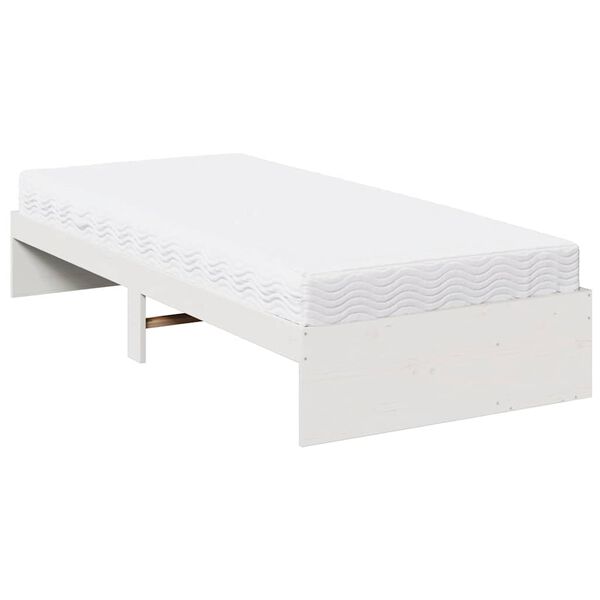vidaXL Κρεβάτι ημέρας με στρώμα Λευκό 100x200 cm από μασίφ ξύλο πεύκο