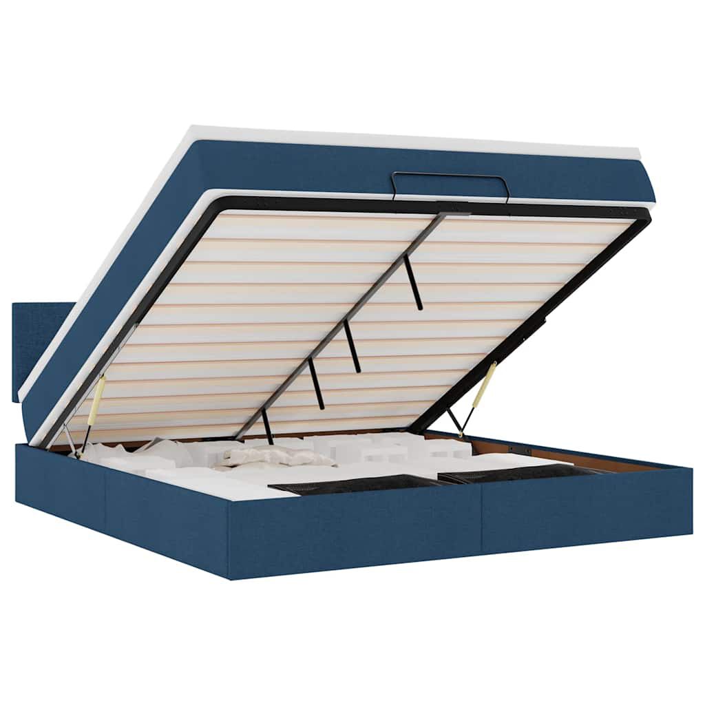vidaXL Οθωμανικό κρεβάτι με στρώμα μπλε 160x200cm ύφασμα