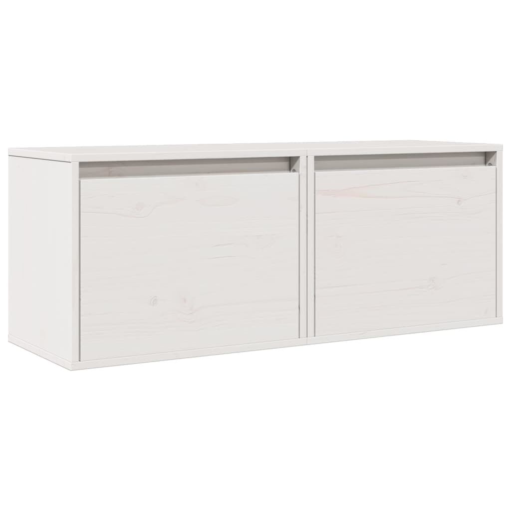 vidaXL Ντουλάπια Τοίχου 2 τεμ. Λευκά 45x30x35 εκ από Μασίφ Ξύλο Πεύκου