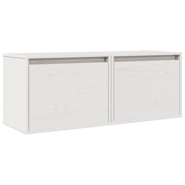 vidaXL Ντουλάπια Τοίχου 2 τεμ. Λευκά 45x30x35 εκ από Μασίφ Ξύλο Πεύκου